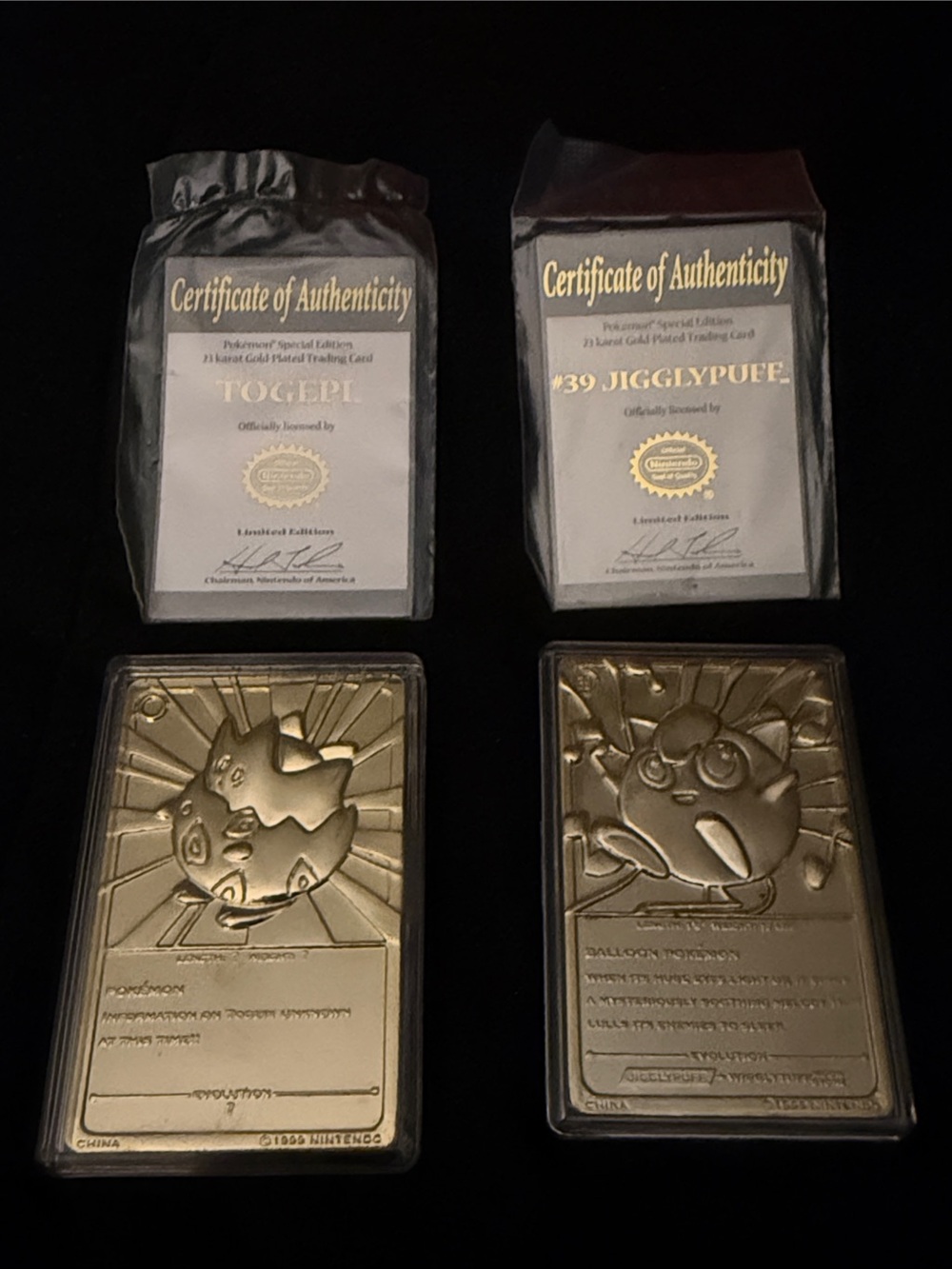 🖤NIP VINTAGE 1999 BUGER KING POKEMON 23K COLLECTIBLE CARDS WITH AUTHENTICITY🖤